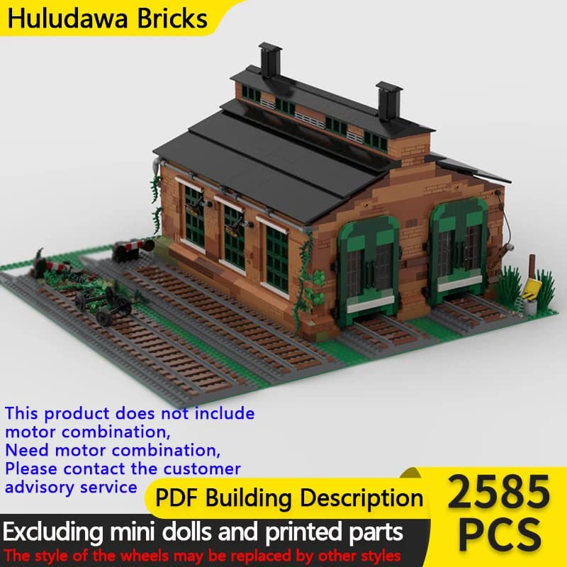 City Street View Model MOC Building Bricks Disused Train Shed Modular Technology Children Holiday Gifts Assemble Toys Suit
