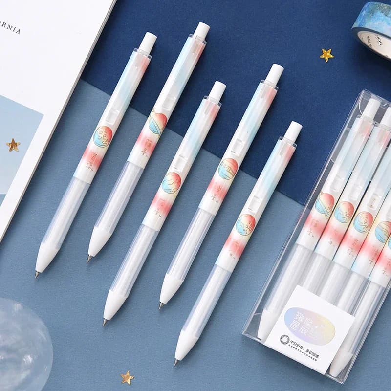 M&G Bright Star Fantasy Penna gel unisex 0,5 mm Penna per firma proiettile nera Materiale scolastico Kawaii 5 pezzi