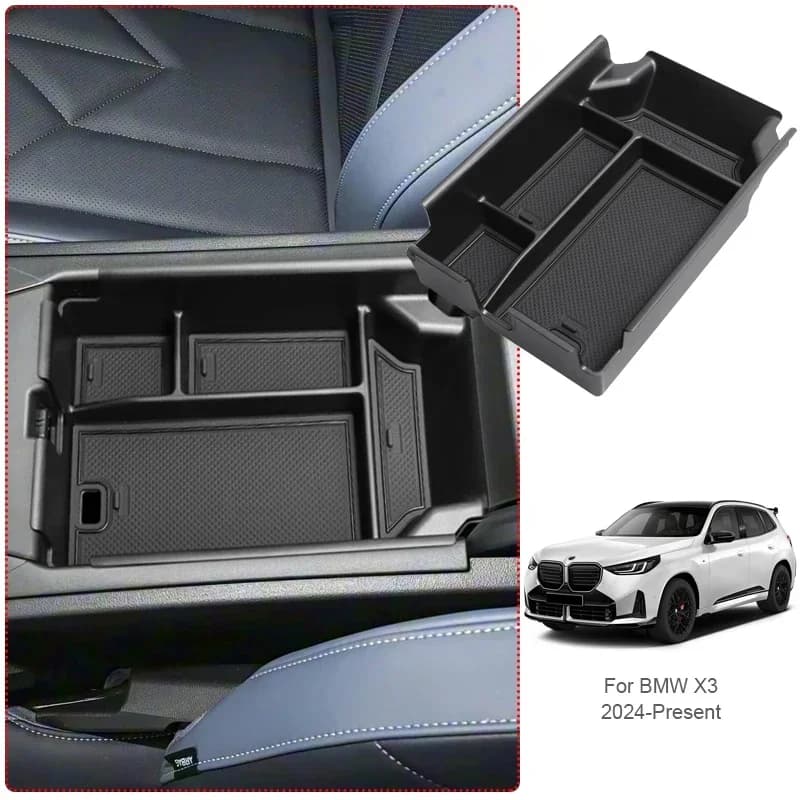 For BMW X3 2024-Present Car Armrest Box Storage ABS Door Windows Lift Cover Storage GPS Organizer Under Centrol Control Tray