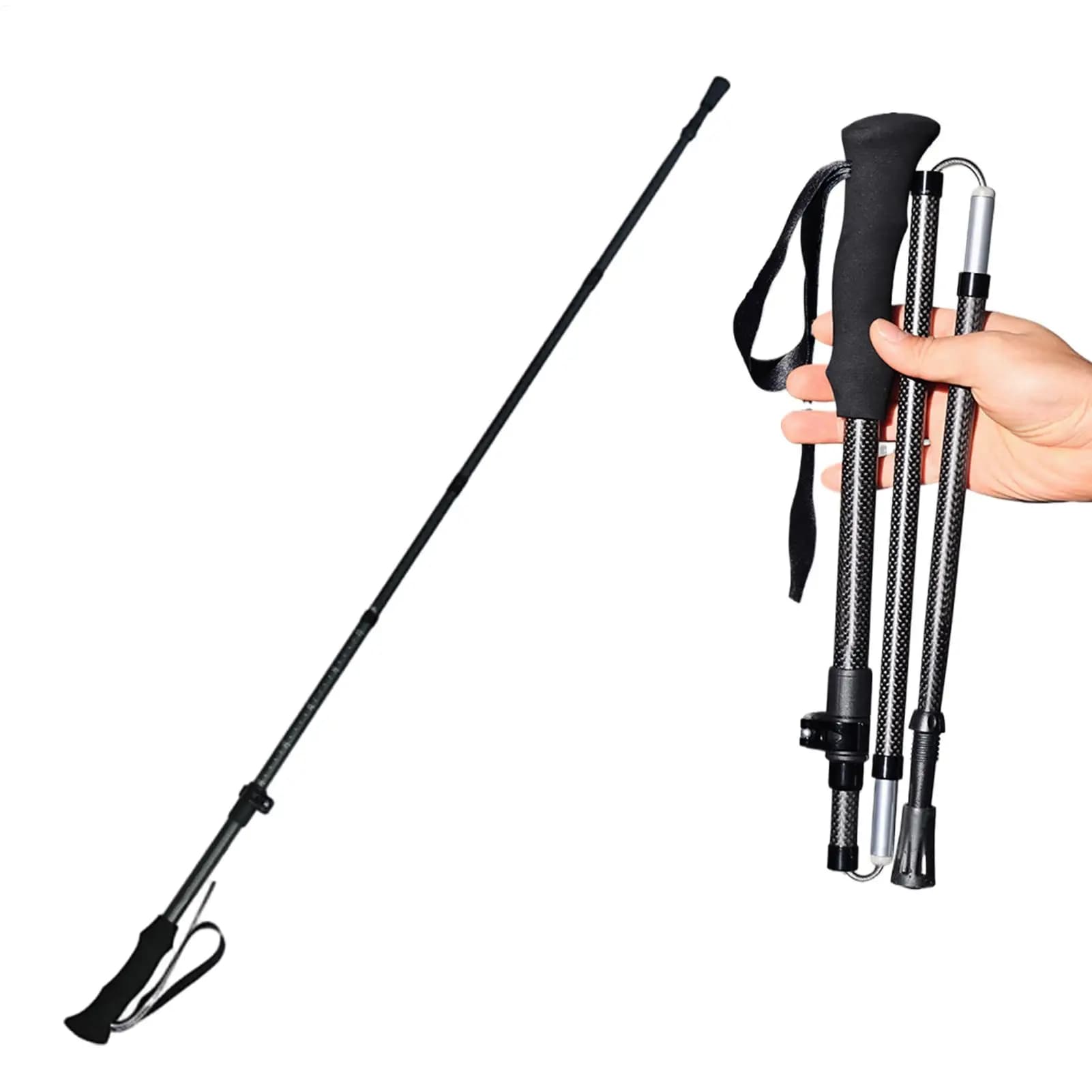 Five-Section Foldable Carbon Fiber Anti Slip Hiking Trekking Poles Lightweight Walking Sticks for Climbing Backpacking Mountain