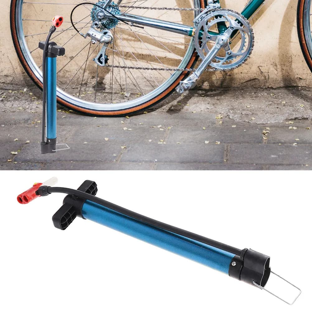 Pompa Portatile per Pneumatici Bici in Lega di Alluminio con Doppia Valvola per Gonfiare Biciclette, Auto, Palloncini e Palloni