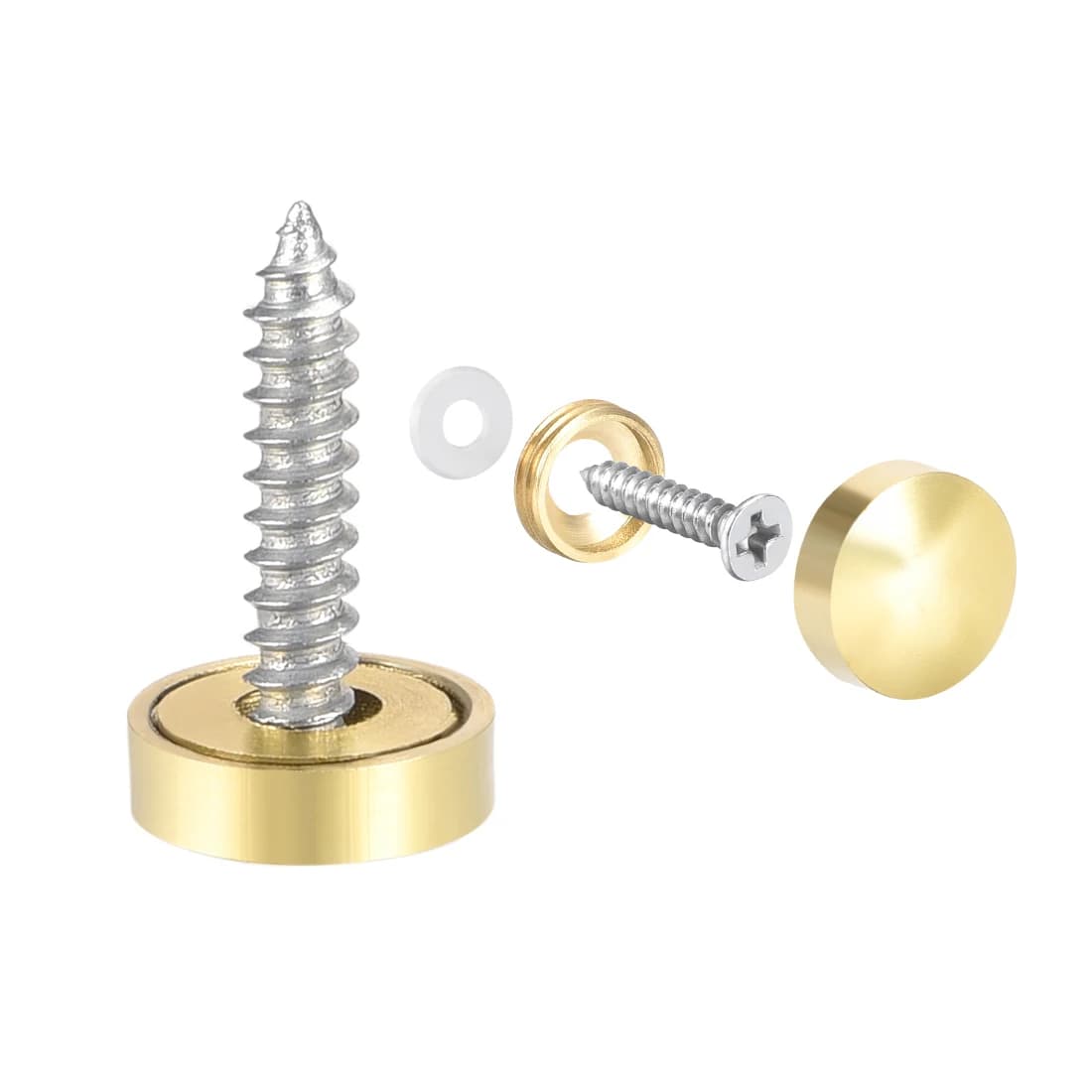 2/4/8 pezzi 10/12/14/18/22/25mm Viti per Specchio con Cappuccio Decorativo, Chiodi Lucidi Oro Argento