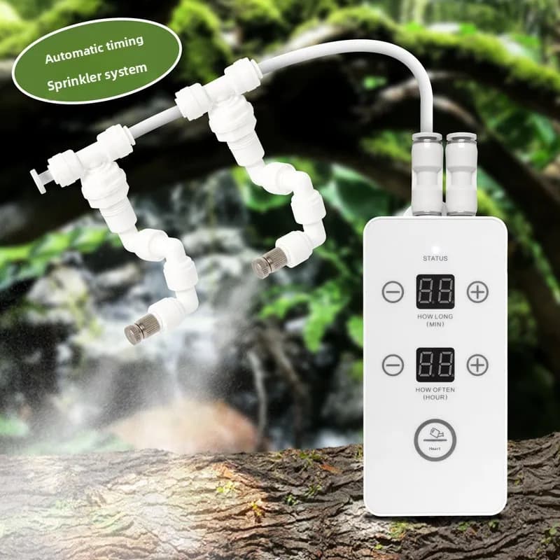 Automatic Reptile Amphibian Misting System for Terrarium Vivarium Smart Timed Humidifier Spray Pump with 360° Adjustable Nozzles