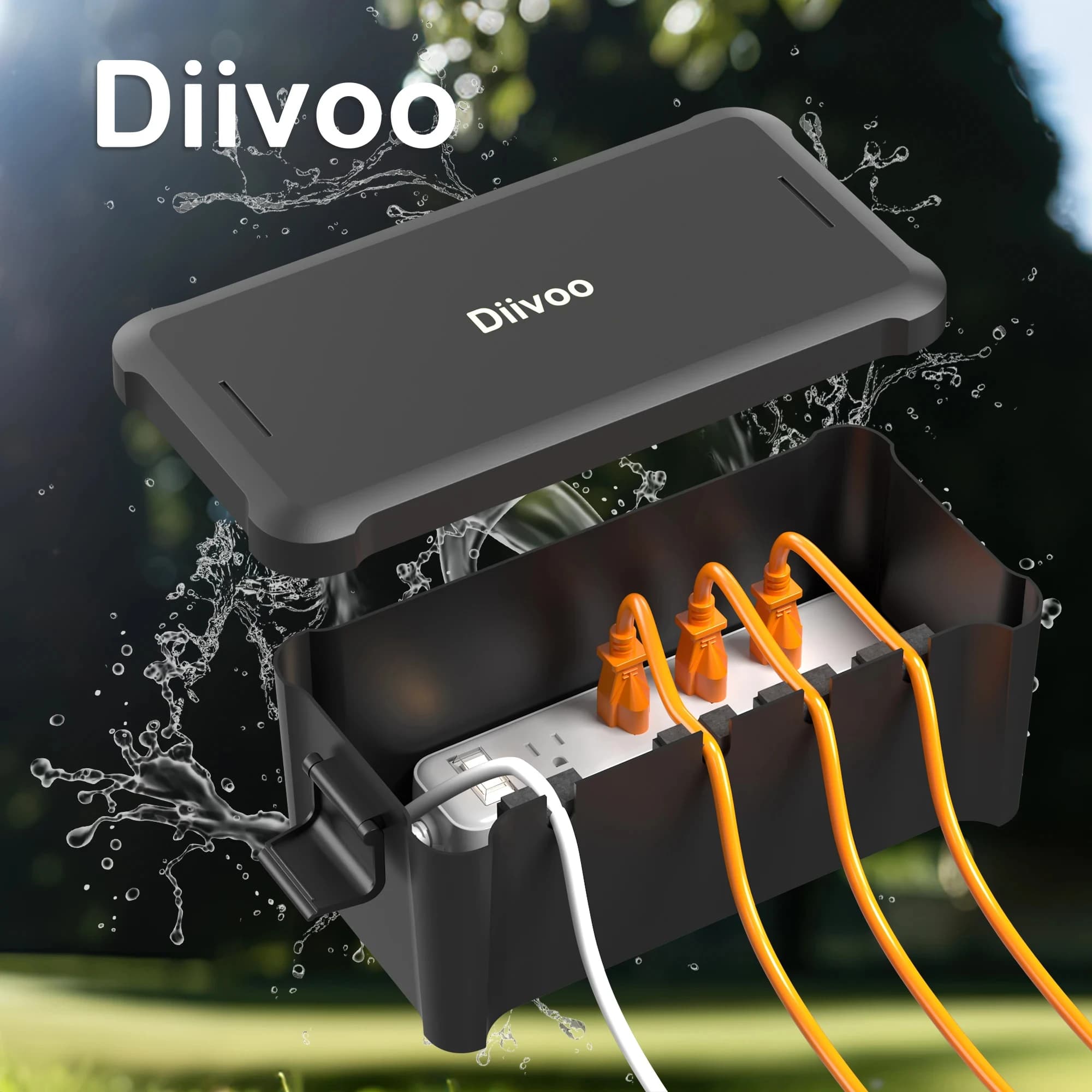 Diivoo Outdoor waterproof electric box External cable connection Timer socket Extension cables Garden festive