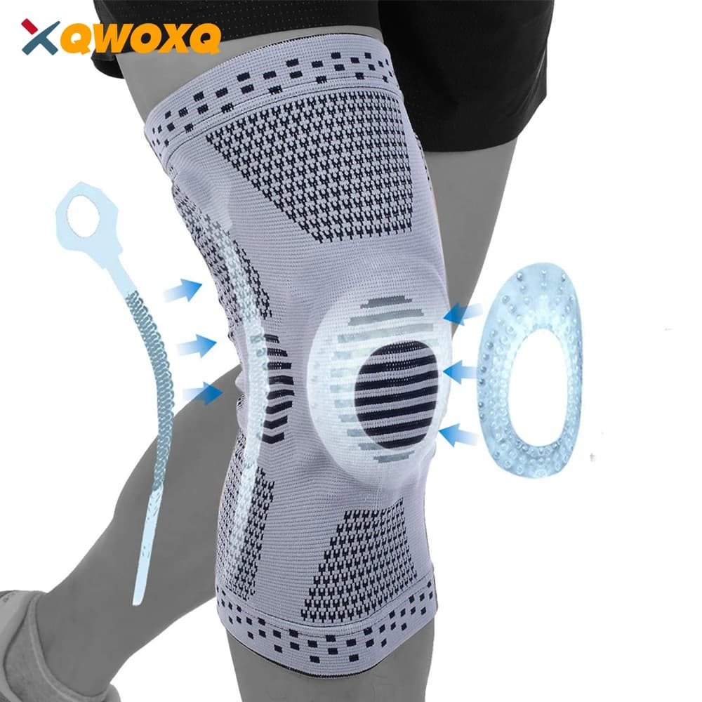 1 pezzo ginocchiera cinturino rotula supporto mediale forte menisco protezione compressione in silicone ginocchiere sportive cestino da corsa
