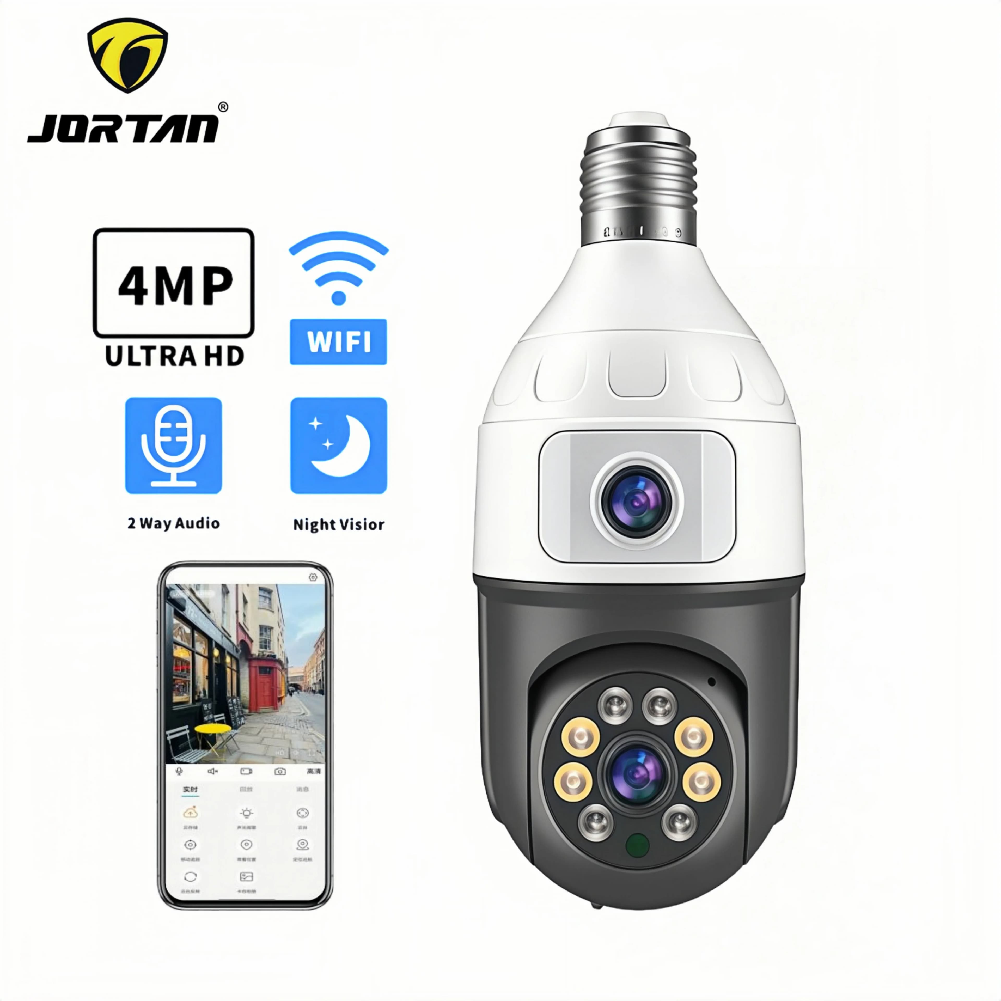 4MP E27 Double Lens 360 Indoor Kids Surveillance Camera Home Smart Ip CCTV Night Vision Video Onvif Wifi Monitor Icsee Camera