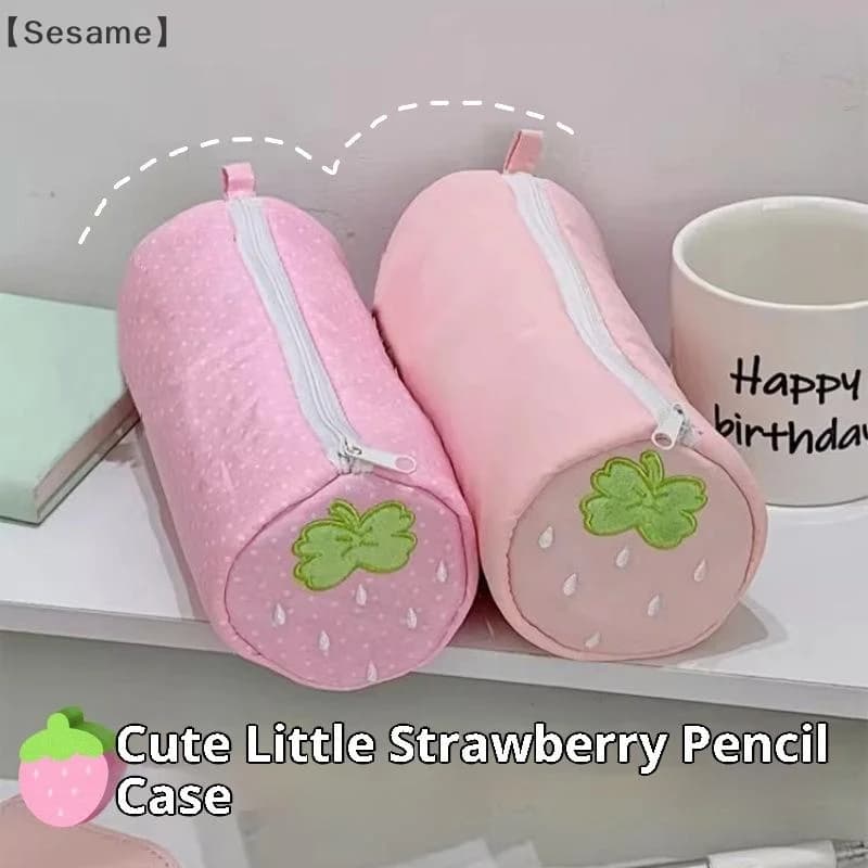 maveraSesame⚡cream Astuccio rosa a pois fragola Cancelleria per studenti Borsa per il ritorno a scuola Materiale scolastico Pen Statione