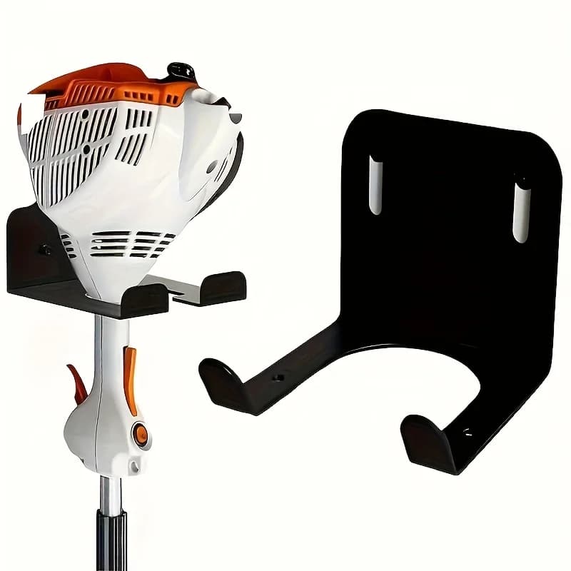 Black Metal Tool Storage Hook with Ventilation Slots, - Easy-to-Install Garage Organizer for Lawn Mowers and Branch Trimmers