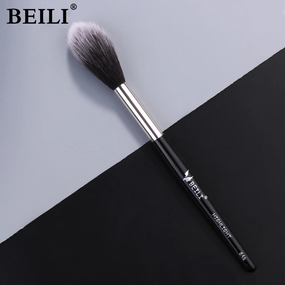 BEILI 1 pezzo Pennelli per trucco sintetici professionali neri Evidenziatore per sfumare Blush Sopracciglio Eyeliner Pennelli per trucco