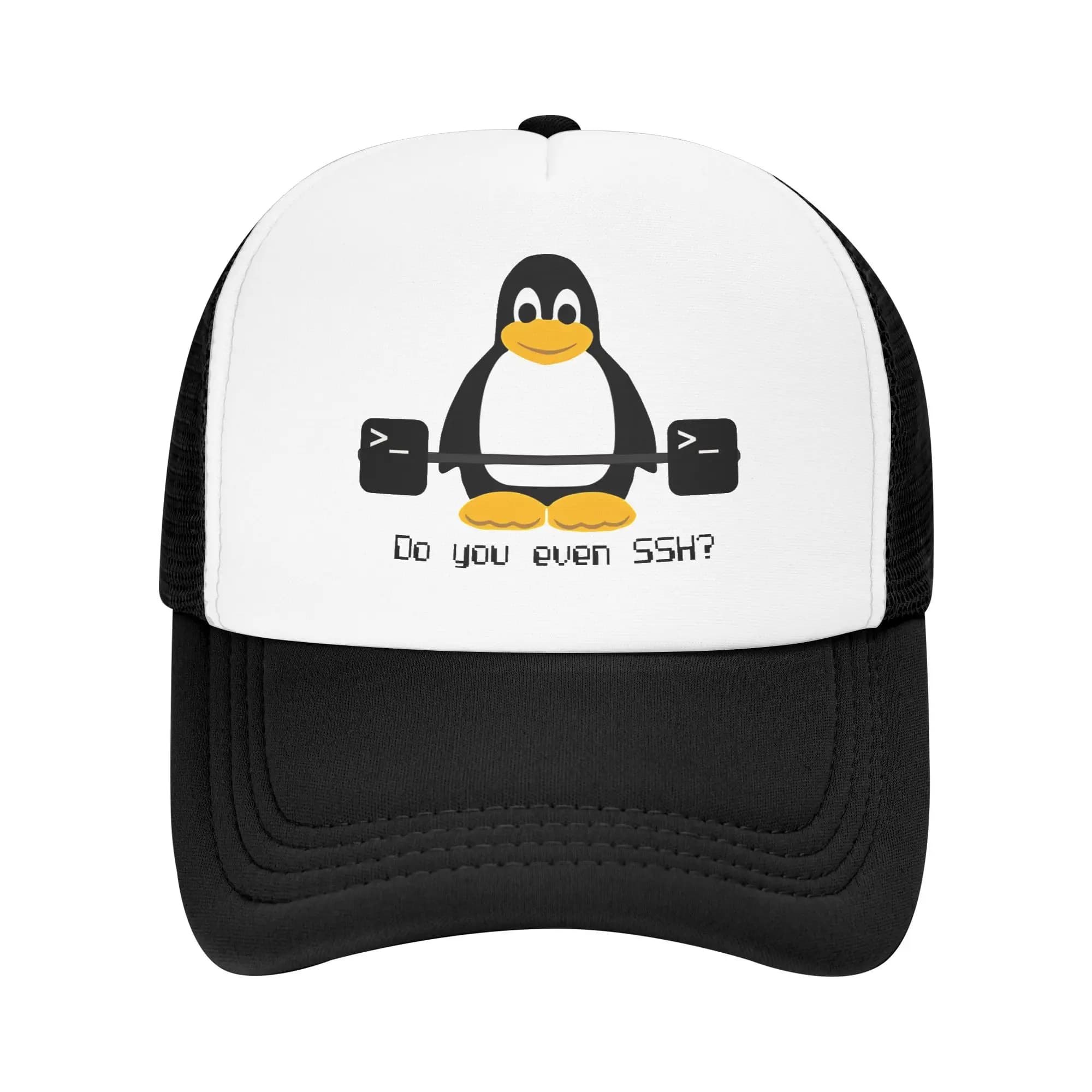 Do You Even Ssh Mesh Sun Hats Linux Hunting Camping Sun-Proof Baseball Caps Couple Women y2k Retro Print Trucker Hat