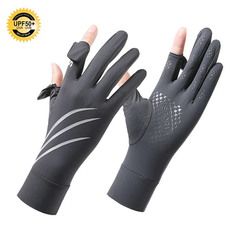 Cycling Sun Protection Gloves Unisex Driving Non Slip Breathable Flip Fingertip Touch Screen Fishing Ice Silk Cooling Sun Gloves
