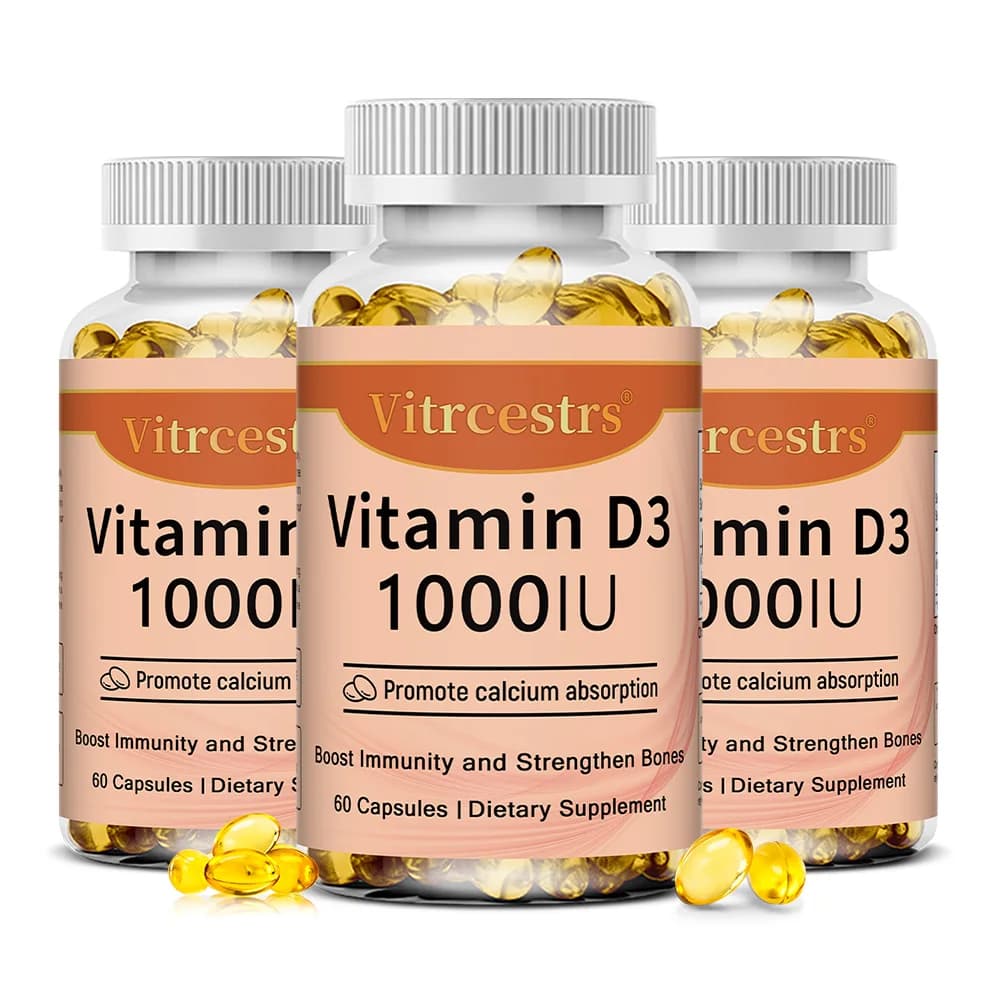 Vitamin D3 1000 IU Capsules, Supports Bone, Teeth, Muscle, Skin, Immune Health & Overall Wellness, Antioxidant & Gluten-Free
