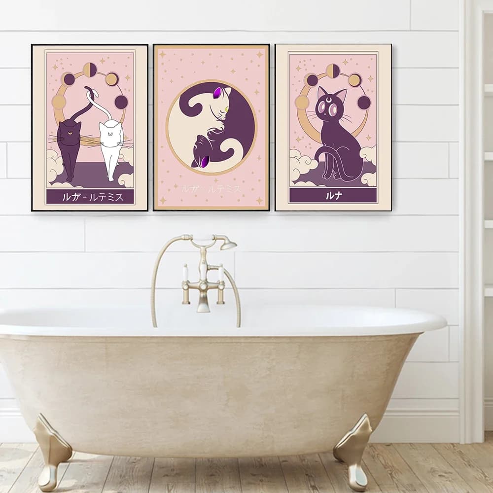 Lover Luna Artemis Sailor Moon Poster And Print Retro Cat Wall Art Canvas Painting Nordic Kids Bedroom Home Decor Funny Picture