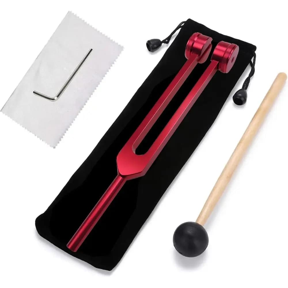 Set di Diapasoni Ergonomici da 128 Hz Regolabili per Alleviare lo Stress, Pulizia Orecchie e Strumento a Vibrazione con Borsa per il Trasporto in Alluminio
