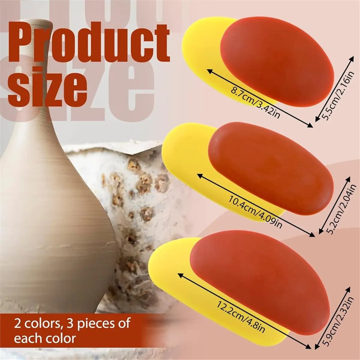 ABCD 6Pack Rubber Pottery Clay Ribs Soft Pottery Rib Sculpt Tools Set Cutter Scraper Crafts Shaping Tool for Smooth Finishing