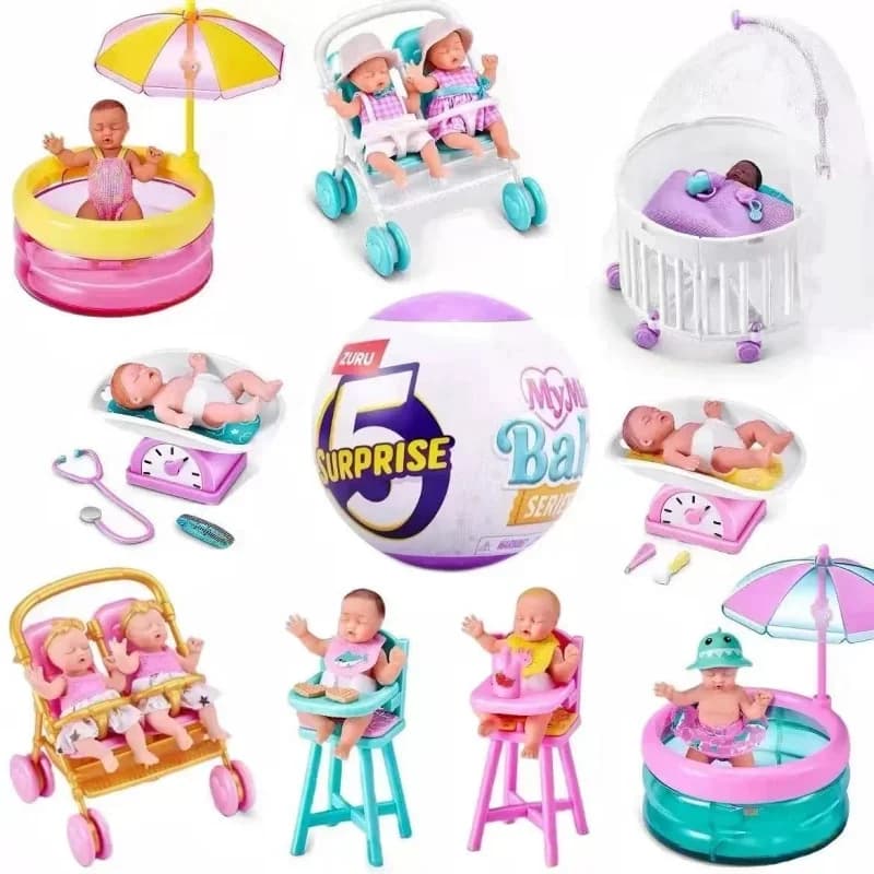 New Five-Times Surprise Ball 2nd-Generation Baby Ball Doll Stroller Mini Egg Baby Dollhouse Scene Micro Birthday Toys Blind Box