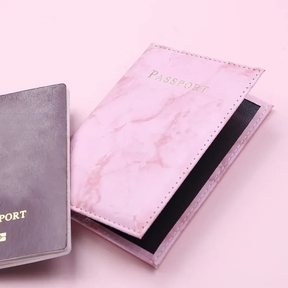 Custodia per passaporto in pelle rosa carina da donna Biglietti aerei per carte Porta passaporto da viaggio Porta carte Custodia a portafoglio Accessori da viaggio