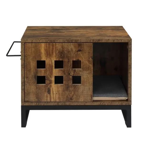 Rustic Brown Multi-Functional Cat Litter Box Enclosure Decorative Indoor Cat House With Privacy Side Table Furniture 93370556