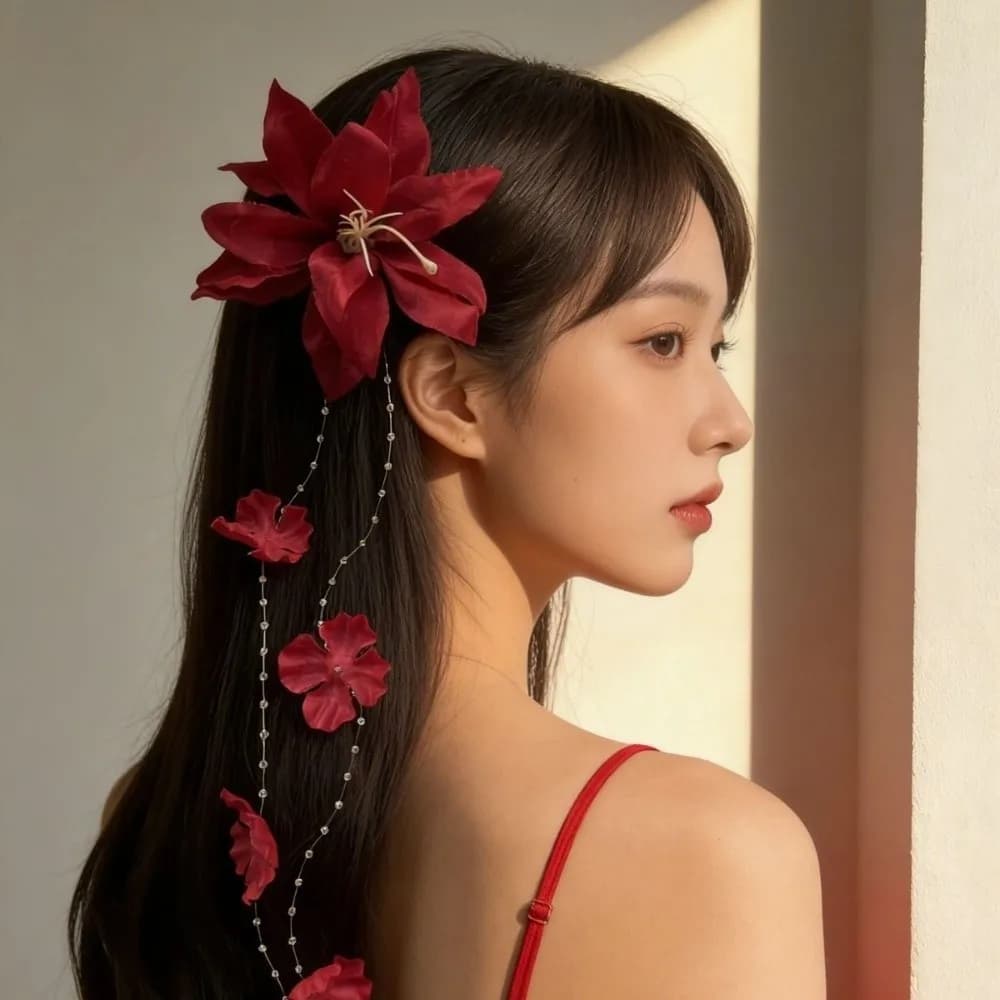 Princess Artificial Flower Flower Hair Clip Comfortable Lightweight Sweet Headpiece Handmade Vintage Head Accessories Girl Party