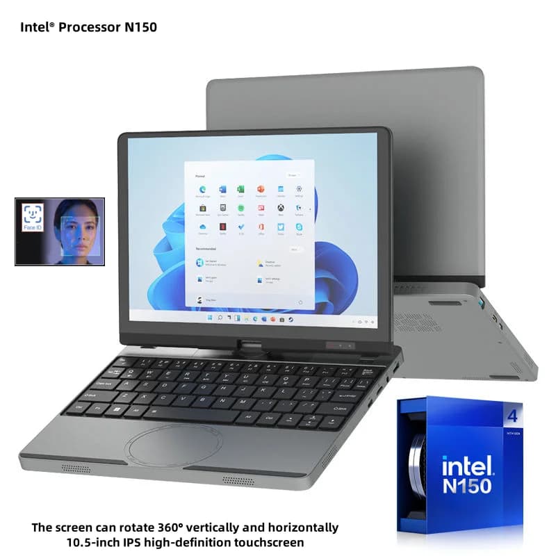 Il schermo da 10,5 pollici per laptop Intel N150 Quad Core di 12a generazione ruota 360 ° verticale e orizzontalmente DDR4 16GB 128GB-1TB 3200MHz Win 11