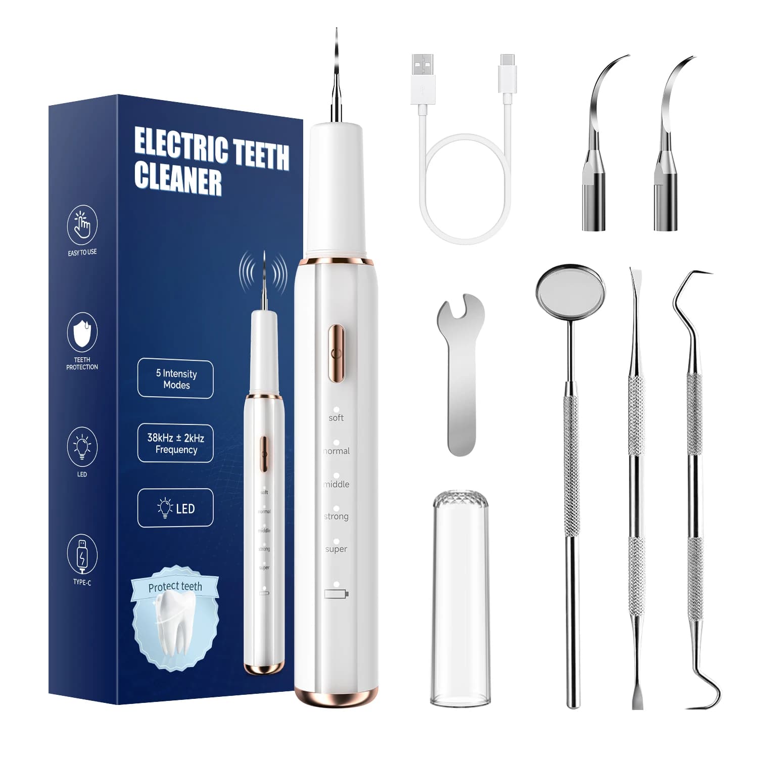 Ultrasonic Electrical Dental Scaler Remove Waterproof Electric Sonic Plate for Teeth Spots Tartar Teeth Whitening