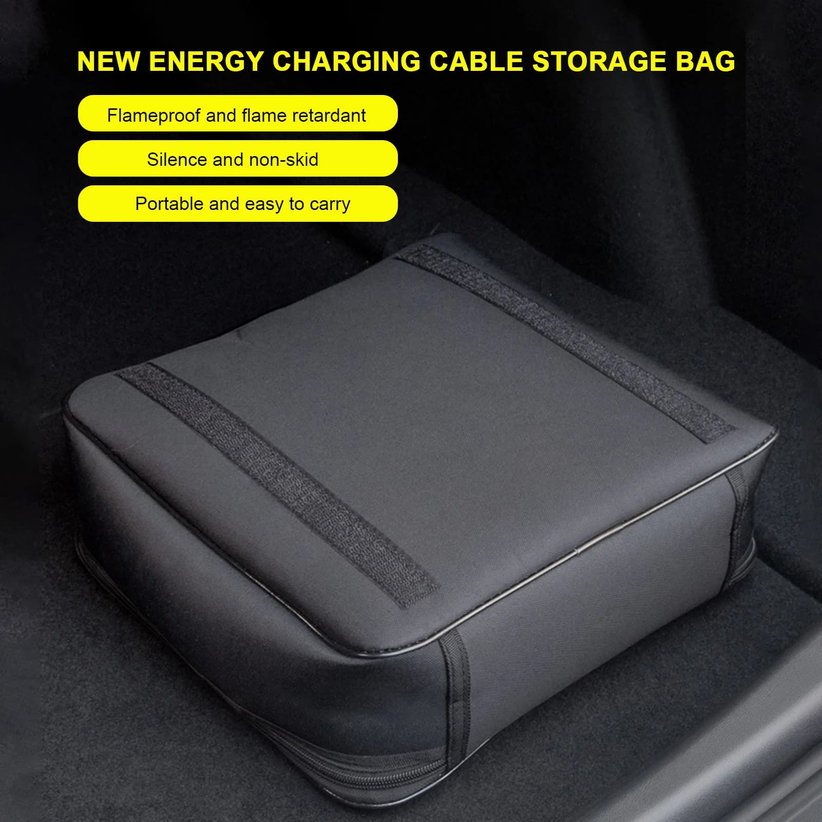 Custodia per cavo di ricarica per auto Borsa per organizer per linea di ricarica ignifuga impermeabile per ricambi auto Contenitore per linea data
