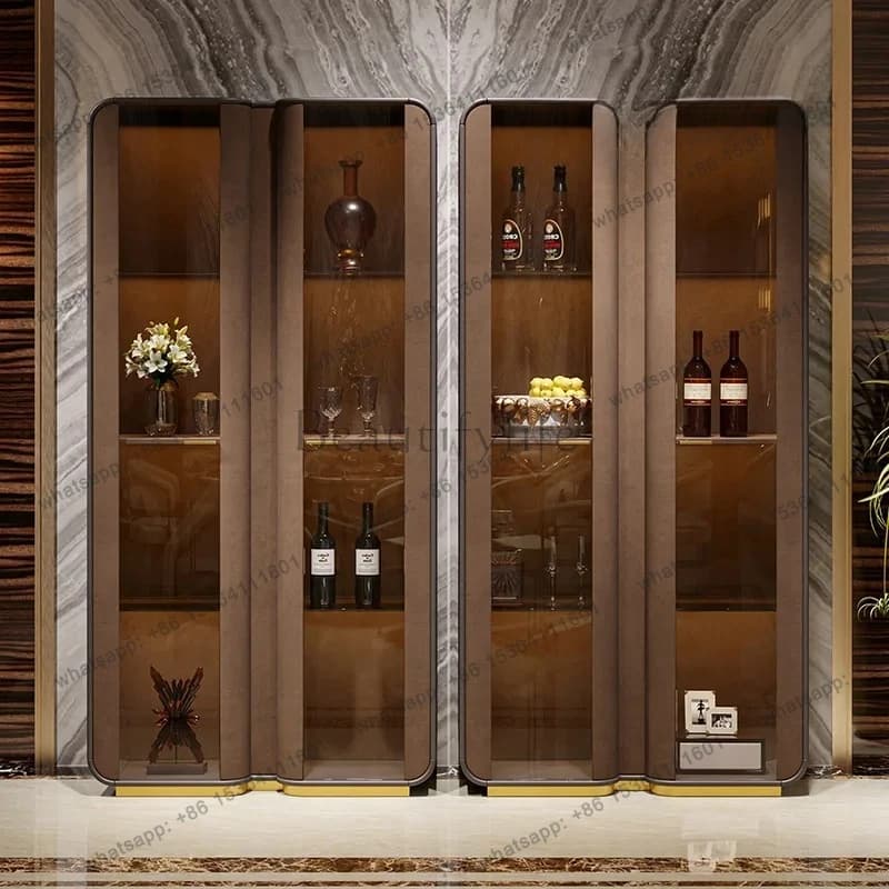 Armadietto da vino di lusso leggero contro il muro Ristorante per gli ospiti Sala portaoggetti Libreria in vetro di fascia alta con doppia porta di moda moderna