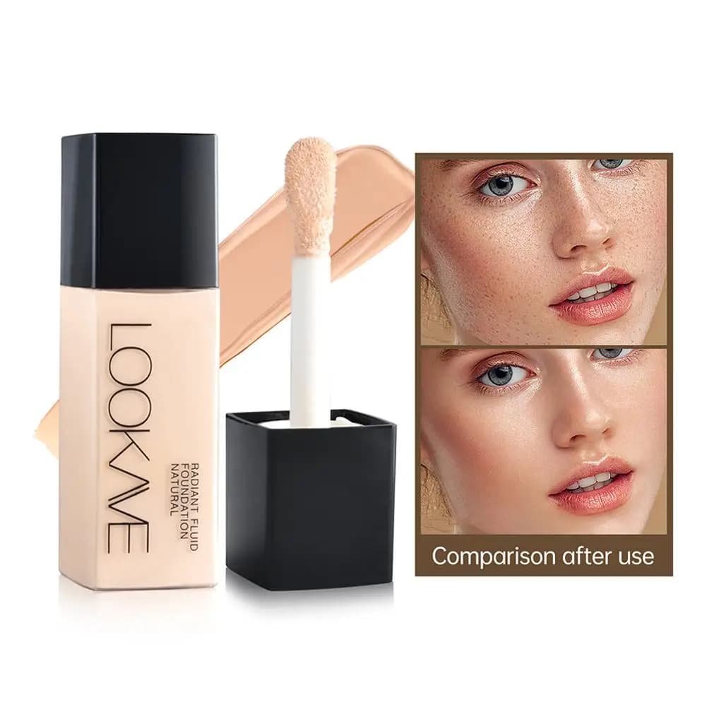 LOOKAVE Fondotinta liquido a lunga durata Crema opaca a copertura totale Fondotinta CC Correttore per trucco Base liquida naturale Idratante