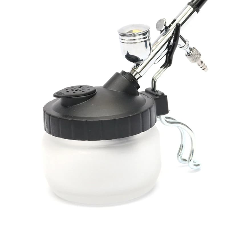Spray Gun Cleaning Jar Waste Liquid Collector, Airbrush Cleaning Tools Kit with Nozzle Needles and Brushes for Maintenance