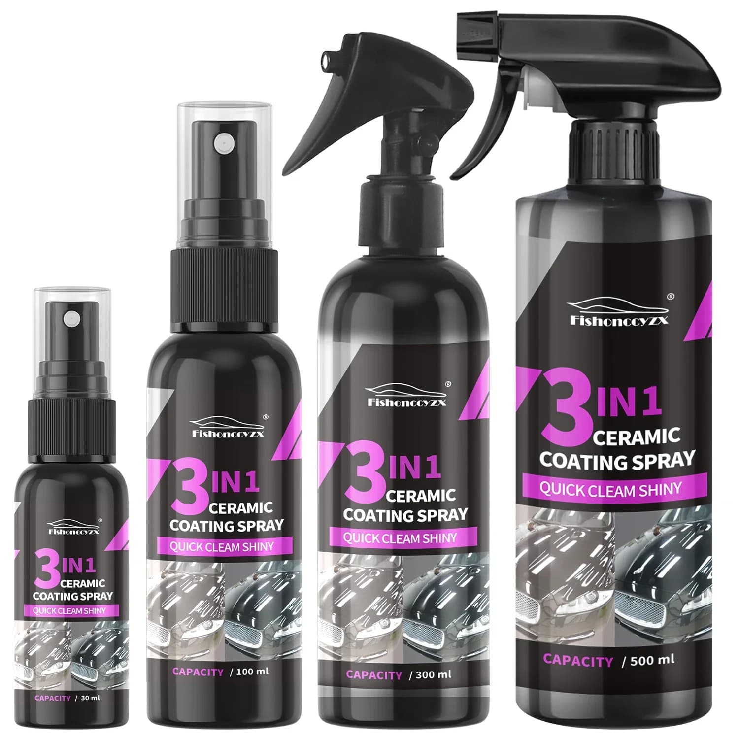 Spray per rivestimento ceramico liquido 3 in 1 per auto, agente lucidante a strato idrofobico con nanocristalli, cera protettiva per vernice ad alta lucentezza, cura dell'auto