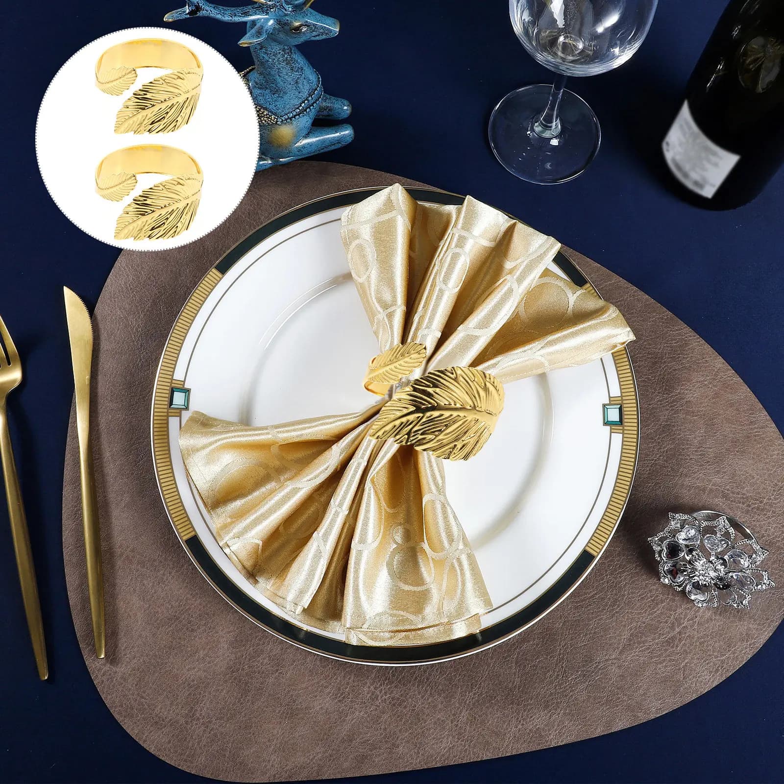 2 Pezzi Portatovaglioli in Metallo Premium, Decorazione da Tavola per Eventi Formali, Raduni Informali, Sala da Pranzo, Matrimoni, Feste, Eleganza Romantica