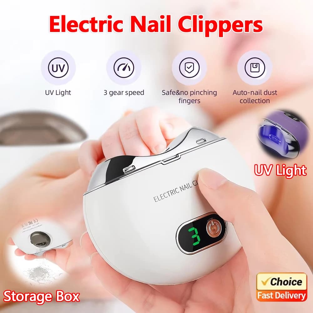 2026 Nuovo tagliaunghie elettrico con smerigliatrice per manicure a luce UV a basso rumore sicuro per bambini adulti dita dei piedi cura della casa di cura