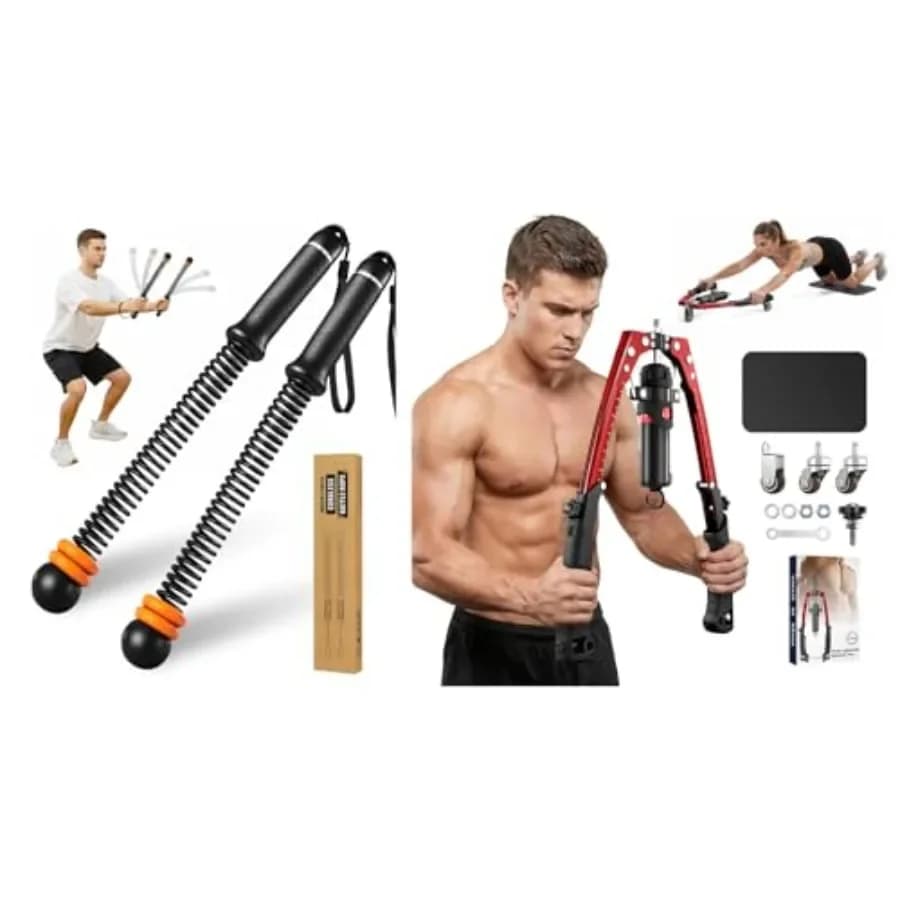 Twister Arm Trainer 3-in-1: Attrezzo Idraulico per Allenamento Petto con Ruota Addominale - Corda per Allenamento Senza Fili