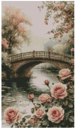 Fiore sotto il ponte Kit da cucito 18CT 16CT 14CT Kit punto croce non stampato Ricamo artistico Ricamo fatto a mano fai da te Decorazioni per la casa