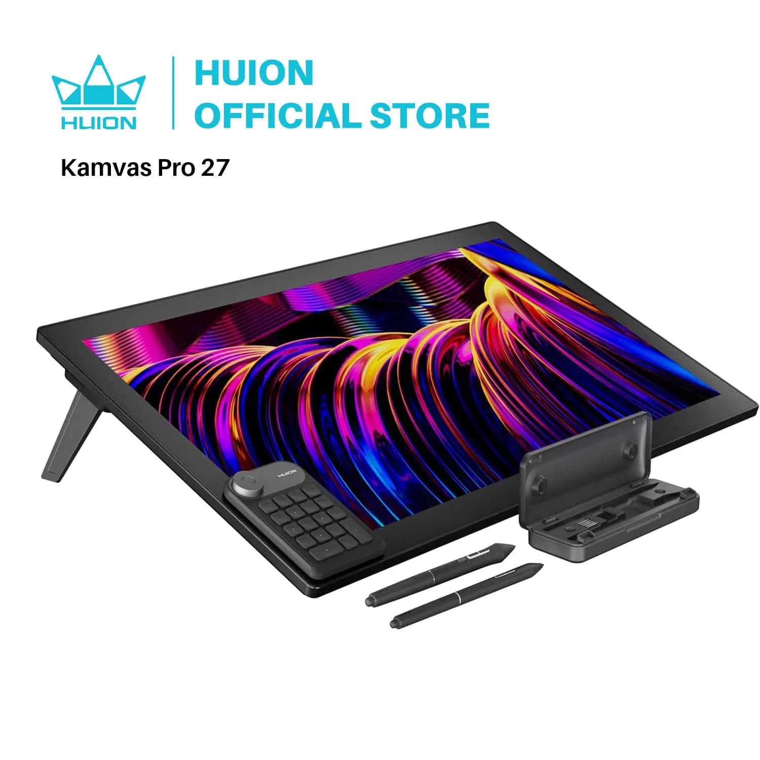Tavoletta grafica HUION KAMVAS Pro 27 4K UHD con schermo, stilo PenTech 4.0 con vetro inciso antiriflesso di seconda generazione 98% Adobe RGB