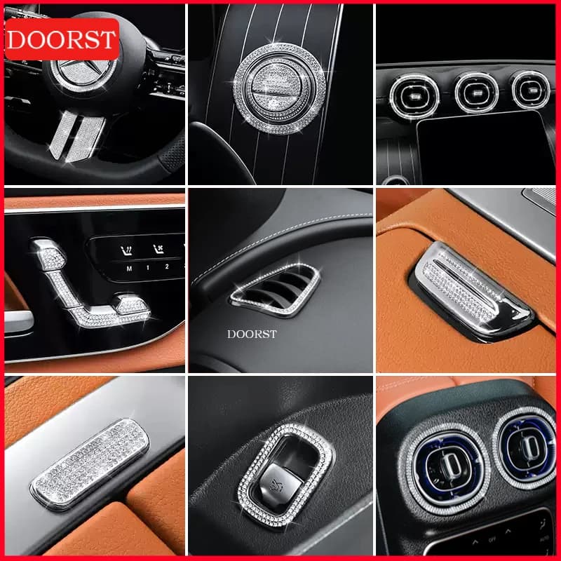 Per Mercedes Benz Classe C W206 C180 C200 C220 C300 Modifica interna Console centrale Trim Copertura diamante Adesivo in cristallo