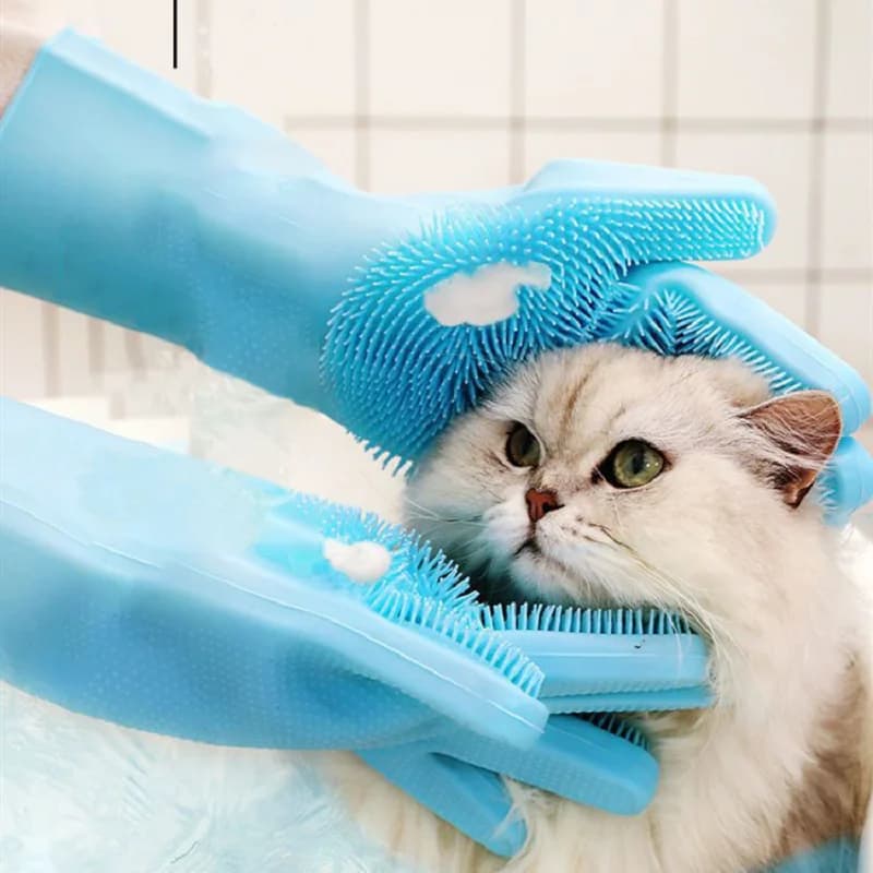 Guanti da bagno per animali domestici con corpo in silicone magico per animali Guanti da bagno perfetti per shampoo per cani e gatti