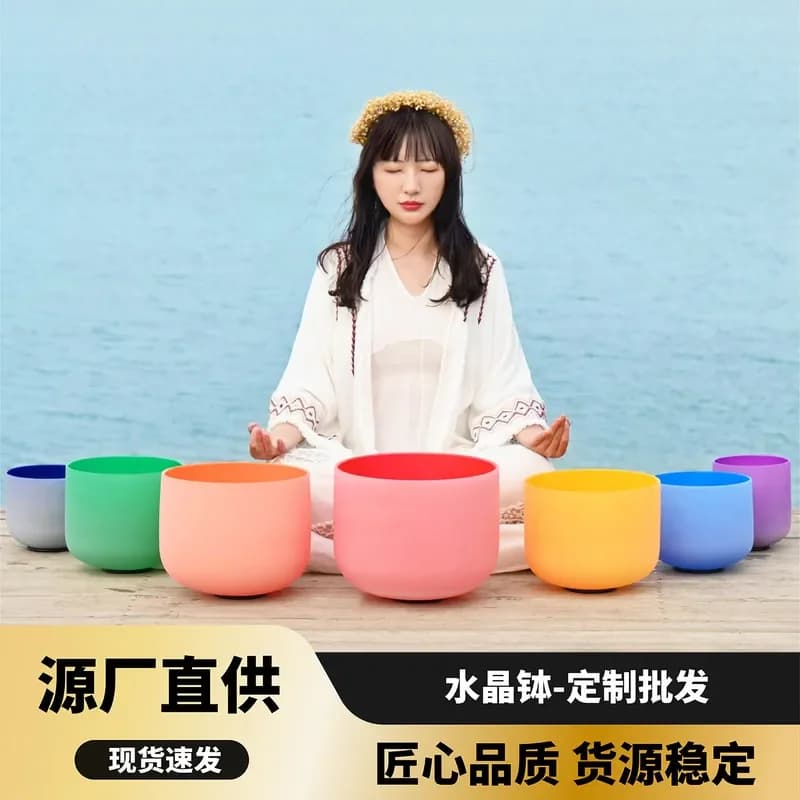 7 Color Crystal Singing Bowl Set 432Hz 440Hz Yoga Meditation Sound Healing Therapy Chakra Balance Stress Relief Home Decor