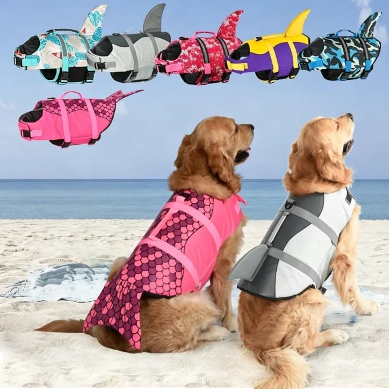 Fish Tail Series Pet Swimming Life Jacket Anti Drowning Easy To Wear and Remove Swimsuit Play Water Light and Thin Safety Vests