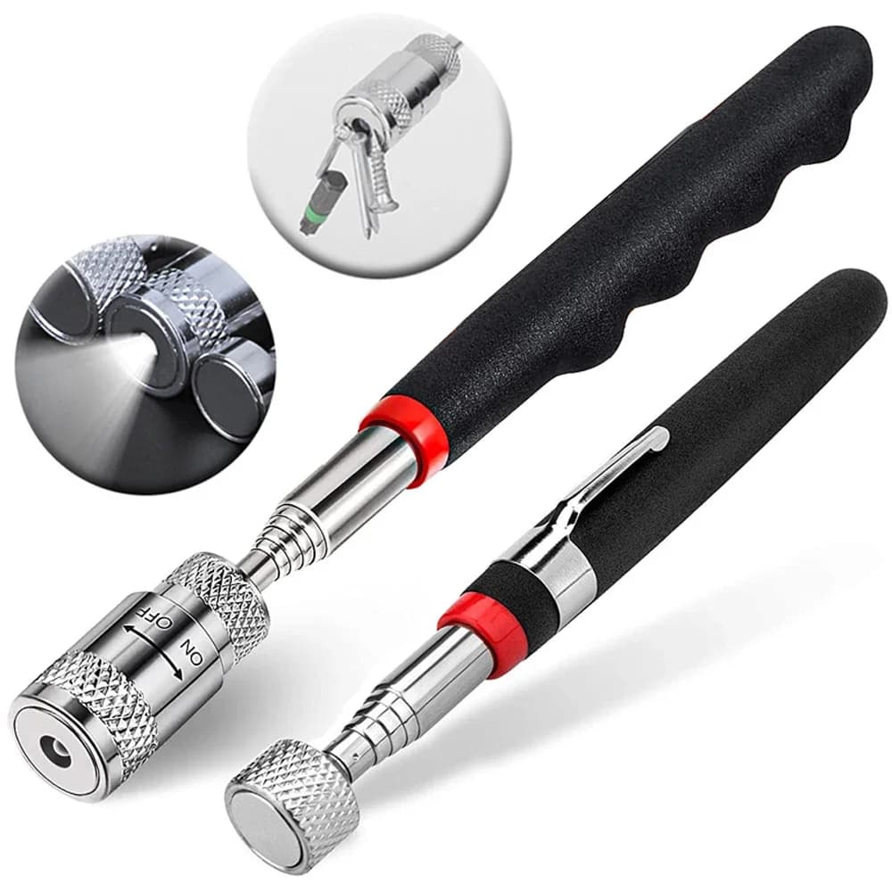 Penna magnetica telescopica con luce Mini magnete portatile Strumento di raccolta Asta di raccolta estensibile per raccogliere viti Bullone dado