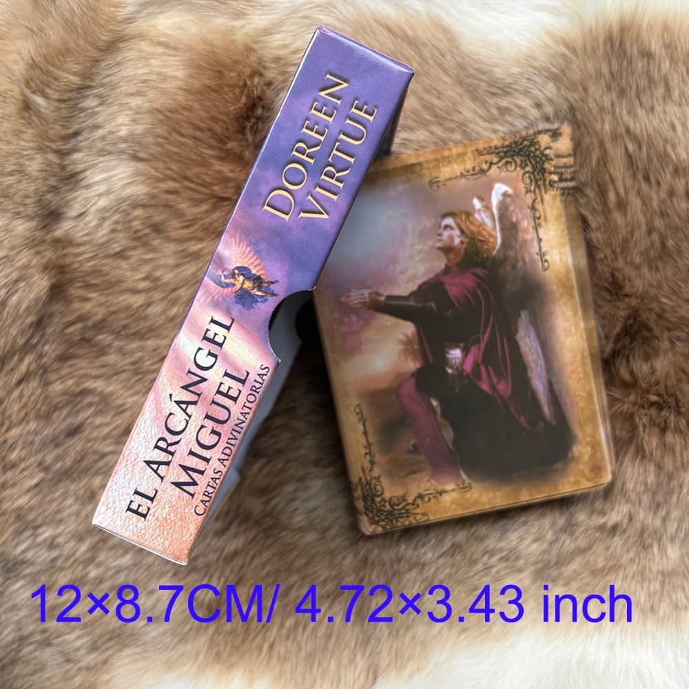 Spanish Language Angel Oracle Cards | 44-Card Large Size Deck 12×8.7 cm Thick Cards | Rigid Box