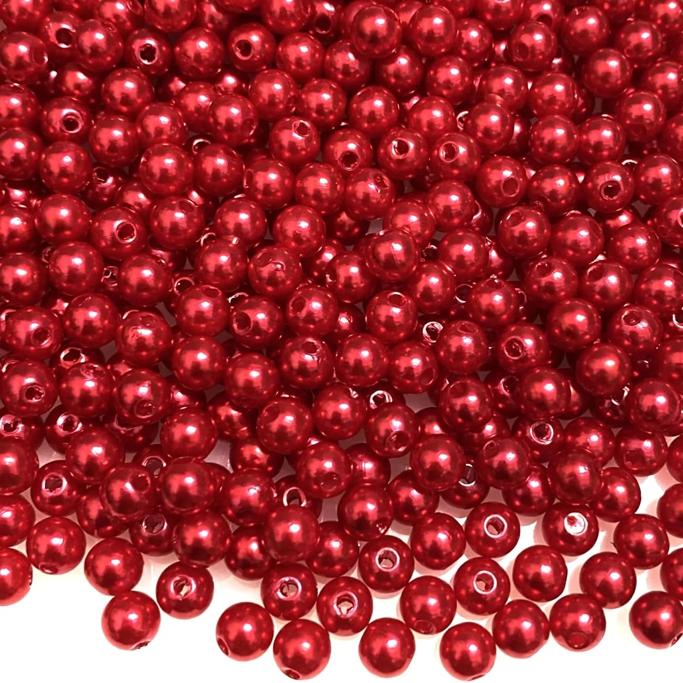 510pcs Beads 6mm Craft Beads Round Loose Pearls with Holes for Sewing Crafts Decoration Bracelet Necklace Jewelry Making (Red)