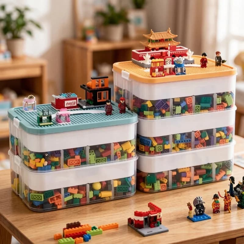 1/2/3 Layers Kids Building Block Storage Box, Adjustable Sundries Container, Classified Toy Organizer for Small Items