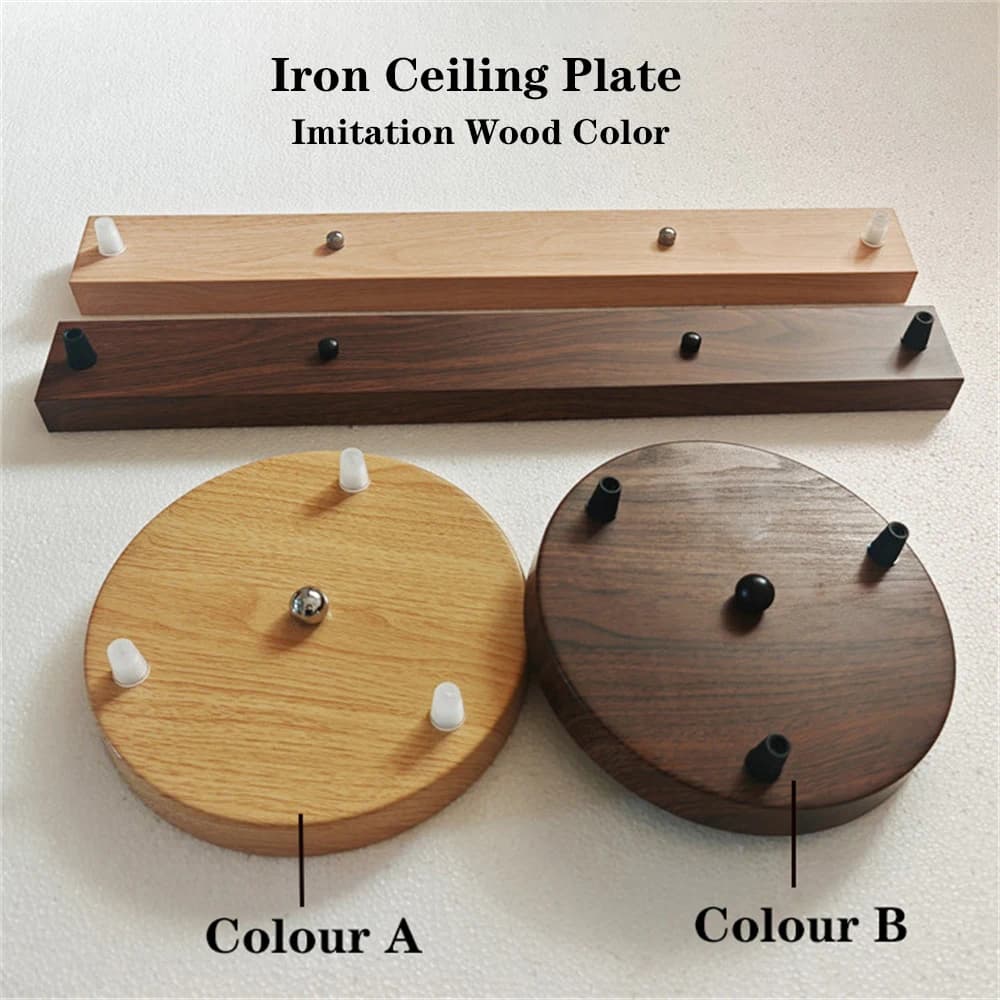 Piastra da soffitto in ferro fai-da-te imitazione legno colore applique da parete montaggio accessori per lampade base lampada retrò lampada a sospensione vintage base disco