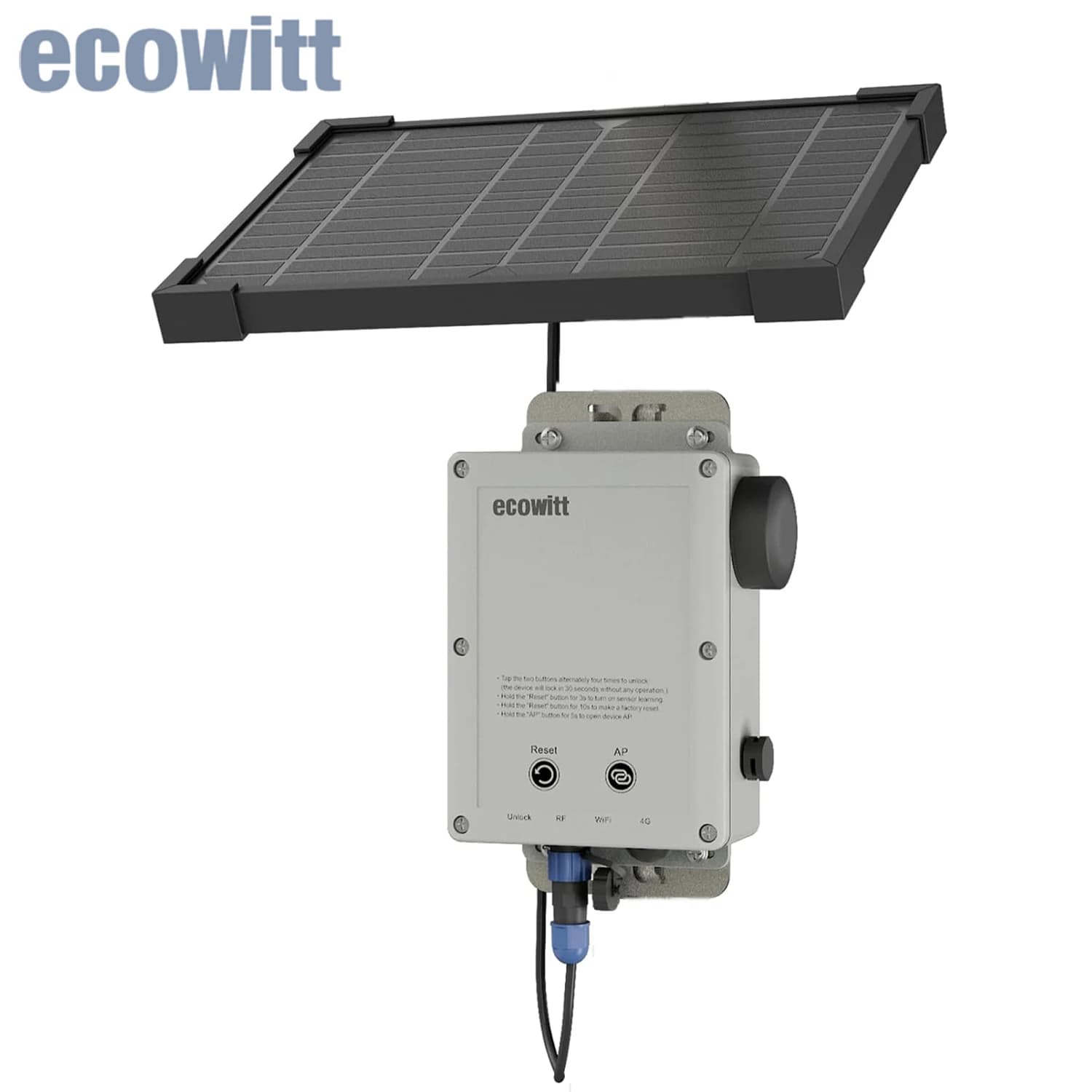 Gateway mobile per stazione meteorologica Ecowitt WS6210_C 4G e Wi-Fi con pannello solare, supporta tutti i sensori, dispositivi IoT e caricamento dati