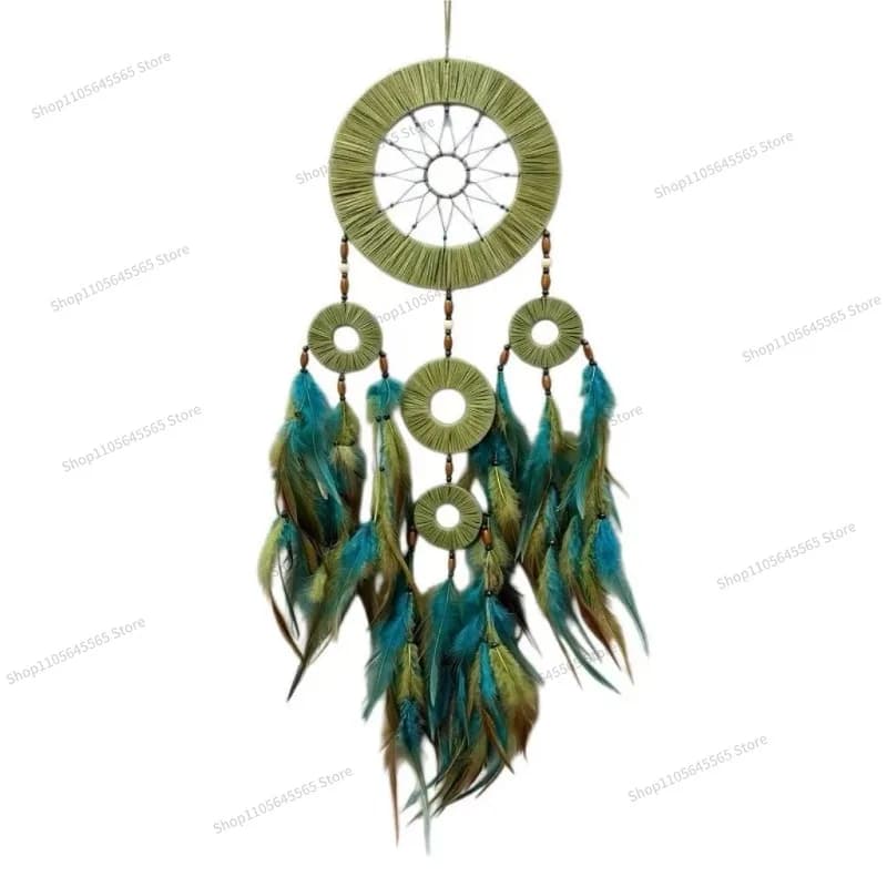 For dream catcher multi-ring feather pendant Bohemian five-ring dream catcher home decoration