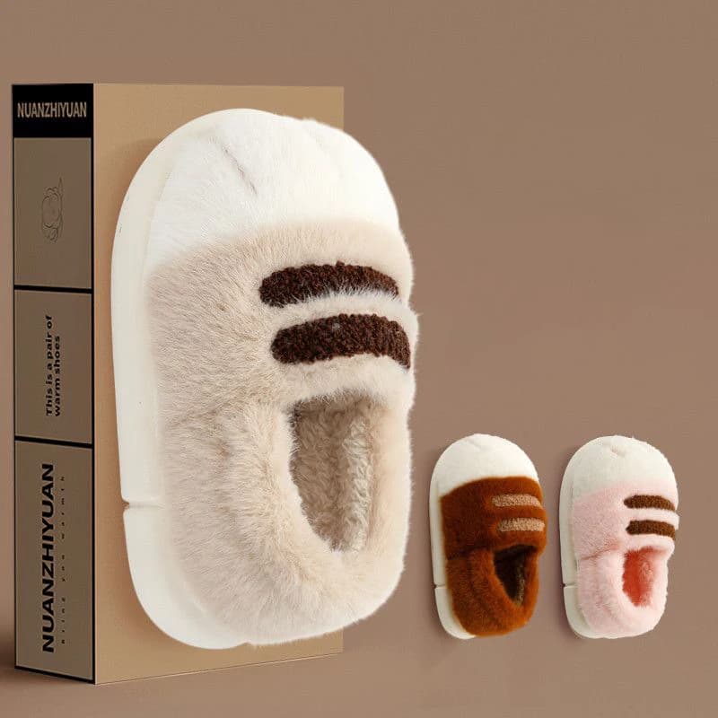 Slippers with feet of stereoscopic cat Kawaii unisex home soft slides moccasins in fur slip-on cat shoes female animal cat slippers men's paw