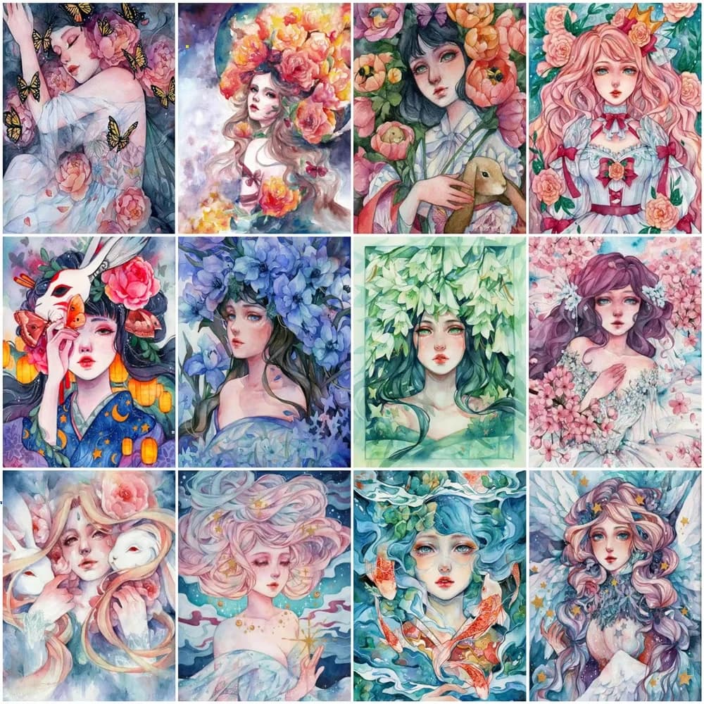 5D DIY Full Drill Diamond Painting Girl Portrait Figure Art Rhinestone Mosaic Craft Kit for Adults Gift