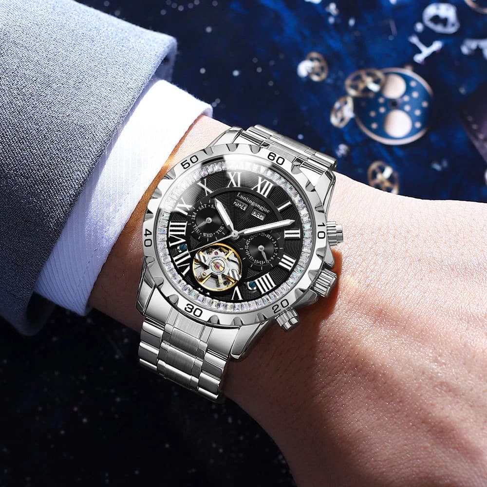 Nuovo Orologio Meccanico Automatico Originale per Uomo, Elegante Orologio da Polso Multifunzionale Casual Business con Quadrante Luminoso e Impermeabile