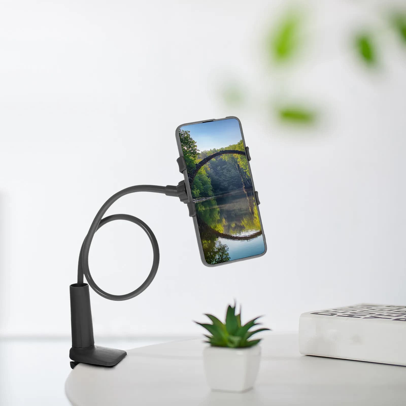 1Pcs Spiral Base Phone Holder Adjustable Aluminum Alloy Desktop Tablet Stand Compatible Below 6.3 Inch Mobile Phones Multi-Angle